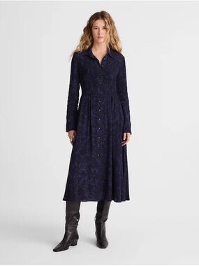 Madewell Smocked Midi Shirtdress Size 0 NWT